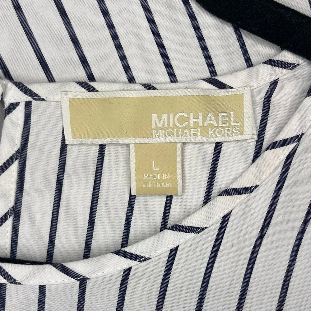 Michael Kors Bell Sleeve Blue and White Striped Blouse